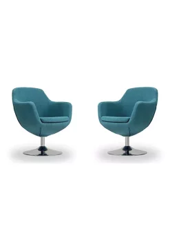 Cheapest ❤️ Manhattan Comfort Caisson Swivel Accent Chair in Blue and Polished Chrome 😀