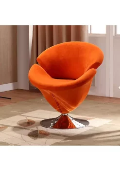 Promo 🎉 Manhattan Comfort Tulip Swivel Accent Chair in Orange and Polished Chrome 🛒 -Manhattan Comfort Online Shop Belk 2473