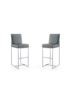 Best Sale ✔️ Manhattan Comfort Element 29" Faux Leather Bar Stool in Graphite and Polished Chrome 💯