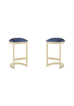 Wholesale 🥰 Manhattan Comfort Aura Bar Stool in Blue and Polished Brass ⌛ -Manhattan Comfort Online Shop Belk 2565