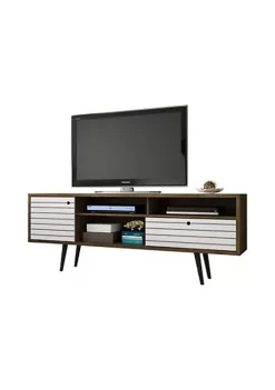Cheap 🤩 Manhattan Comfort Liberty 70.86" Mid-Century Modern TV Stand in Rustic Brown and White 🤩