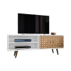 Coupon 💯 Manhattan Comfort Liberty 62.99" Mid-Century Modern TV Stand in White and 3D Brown Prints ✔️