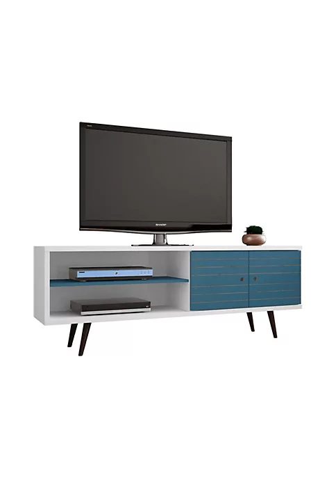 Budget โญ Manhattan Comfort Liberty 62.99" Mid-Century Modern TV Stand in White and Aqua Blue ๐ฅ 4 Budget โญ Manhattan Comfort Liberty 62.99" Mid-Century Modern TV Stand in White and Aqua Blue ๐ฅ - Image 2