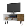 Brand new 🥰 Manhattan Comfort Liberty 53.14" Mid-Century Modern TV Stand in White and Rustic Brown 🔔 -Manhattan Comfort Online Shop Belk 2609