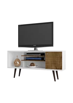 Brand new 🥰 Manhattan Comfort Liberty 53.14" Mid-Century Modern TV Stand in White and Rustic Brown 🔔
