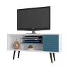 Deals 😍 Manhattan Comfort Liberty 53.14" Mid-Century Modern TV Stand in White and Aqua Blue 😉 -Manhattan Comfort Online Shop Belk 2621