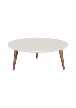 Budget 🌟 Manhattan Comfort Moore 23.62" Round Low Coffee Table in Off White 🎁