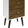 Coupon 👍 Manhattan Comfort Liberty Mid-Century Modern Nightstand 2.0 in White and Rustic Brown 🎁 -Manhattan Comfort Online Shop Belk 2668