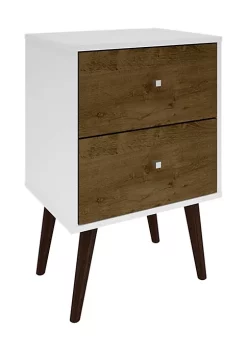 Coupon 👍 Manhattan Comfort Liberty Mid-Century Modern Nightstand 2.0 in White and Rustic Brown 🎁