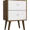 Deals 💯 Manhattan Comfort Liberty Nightstand 2.0 in Rustic Brown and White ⭐ -Manhattan Comfort Online Shop Belk 2672
