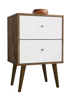 Deals 💯 Manhattan Comfort Liberty Nightstand 2.0 in Rustic Brown and White ⭐