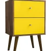 Best Sale 🛒 Manhattan Comfort Liberty Nightstand 2.0 in Rustic Brown and Yellow 👏 -Manhattan Comfort Online Shop Belk 2674