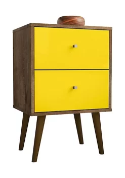 Best Sale 🛒 Manhattan Comfort Liberty Nightstand 2.0 in Rustic Brown and Yellow 👏