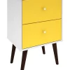 Brand new 🌟 Manhattan Comfort Liberty Mid-Century Modern Nightstand 2.0 in White and Yellow 🥰 -Manhattan Comfort Online Shop Belk 2676