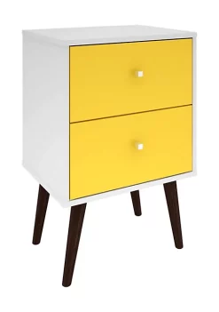 Brand new 🌟 Manhattan Comfort Liberty Mid-Century Modern Nightstand 2.0 in White and Yellow 🥰