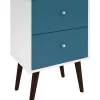 Cheapest 🔥 Manhattan Comfort Liberty Mid-Century Modern Nightstand 2.0 in White and Aqua Blue 👍 -Manhattan Comfort Online Shop Belk 2678