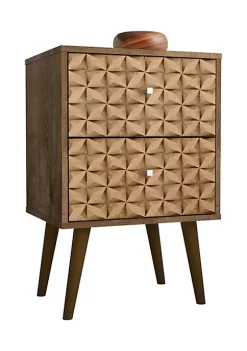 Budget 🤩 Manhattan Comfort Liberty Nightstand 2.0 in Rustic Brown and 3D Brown Prints ❤️