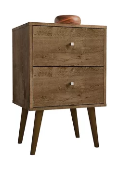Deals 🔔 Manhattan Comfort Liberty Nightstand 2.0 in Rustic Brown 😉