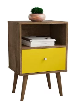 Outlet 🎉 Manhattan Comfort Liberty Nightstand 1.0 in Rustic Brown and Yellow 🌟
