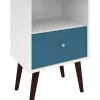 Coupon 🛒 Manhattan Comfort Liberty Mid-Century Modern Nightstand 1.0 in White and Aqua Blue ✔️ -Manhattan Comfort Online Shop Belk 2688