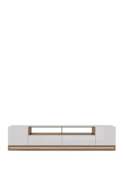 Brand new 🎁 Manhattan Comfort Off White and Maple Vanderbilt TV Stand with LED Lights 🎁