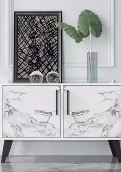 Promo 🔥 Manhattan Comfort White Marble Amsterdam Double Side Table 2.0 😍 -Manhattan Comfort Online Shop Belk 433