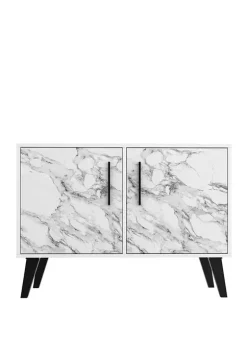 Promo 🔥 Manhattan Comfort White Marble Amsterdam Double Side Table 2.0 😍 -Manhattan Comfort Online Shop Belk 436