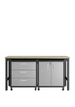 Hot Sale 🌟 Manhattan Comfort Fortress 3 Piece Mobile Garage Cabinet and Worktable 3.0 😍